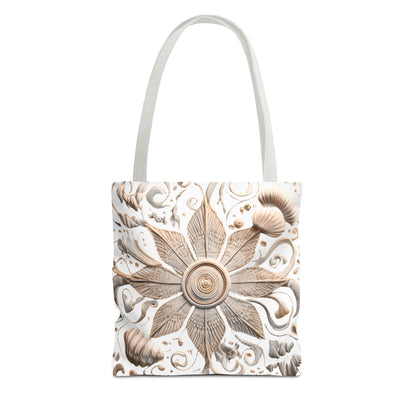Boho Nautical Mandala Themed Geometric Design Tote Bag, Natural Toned Bag for Everyday Style, Unisex Gift