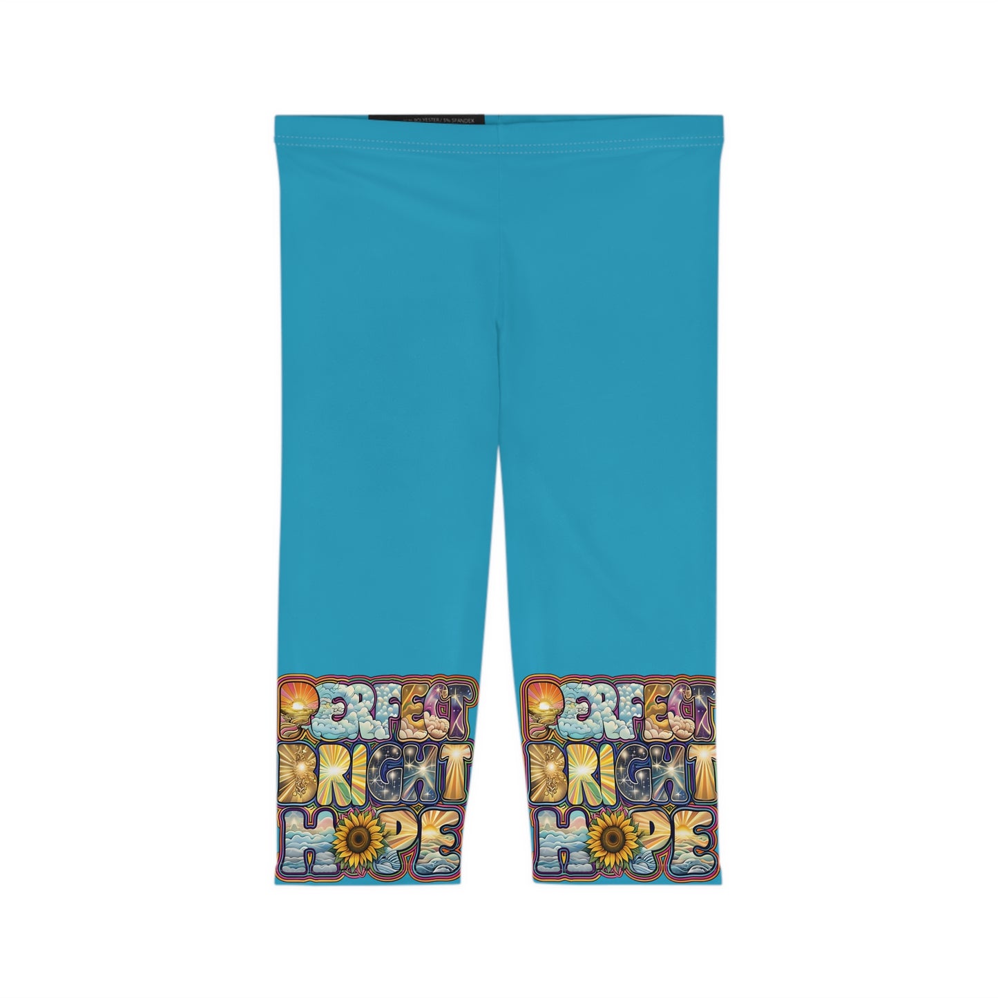 Perfect Bright Hope Women’s Capri Leggings, Colorful Activewear, Inspirational Fitness Pants, Comfortable Workout Gear, Motivational Leggings