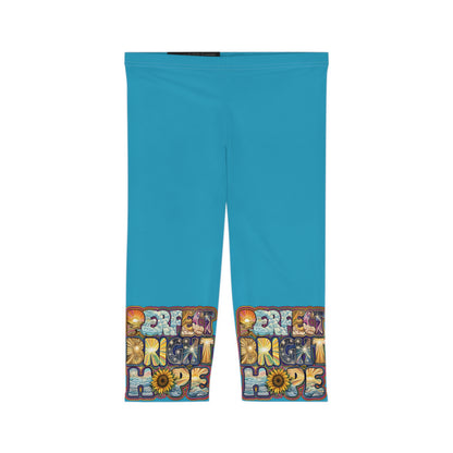 Perfect Bright Hope Women’s Capri Leggings, Colorful Activewear, Inspirational Fitness Pants, Comfortable Workout Gear, Motivational Leggings