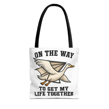 Hang Gliding Goose Tote Bag, On The Way To Get My Life Together Tote, Motivational Bag, Quirky Bag, Gift for Friends