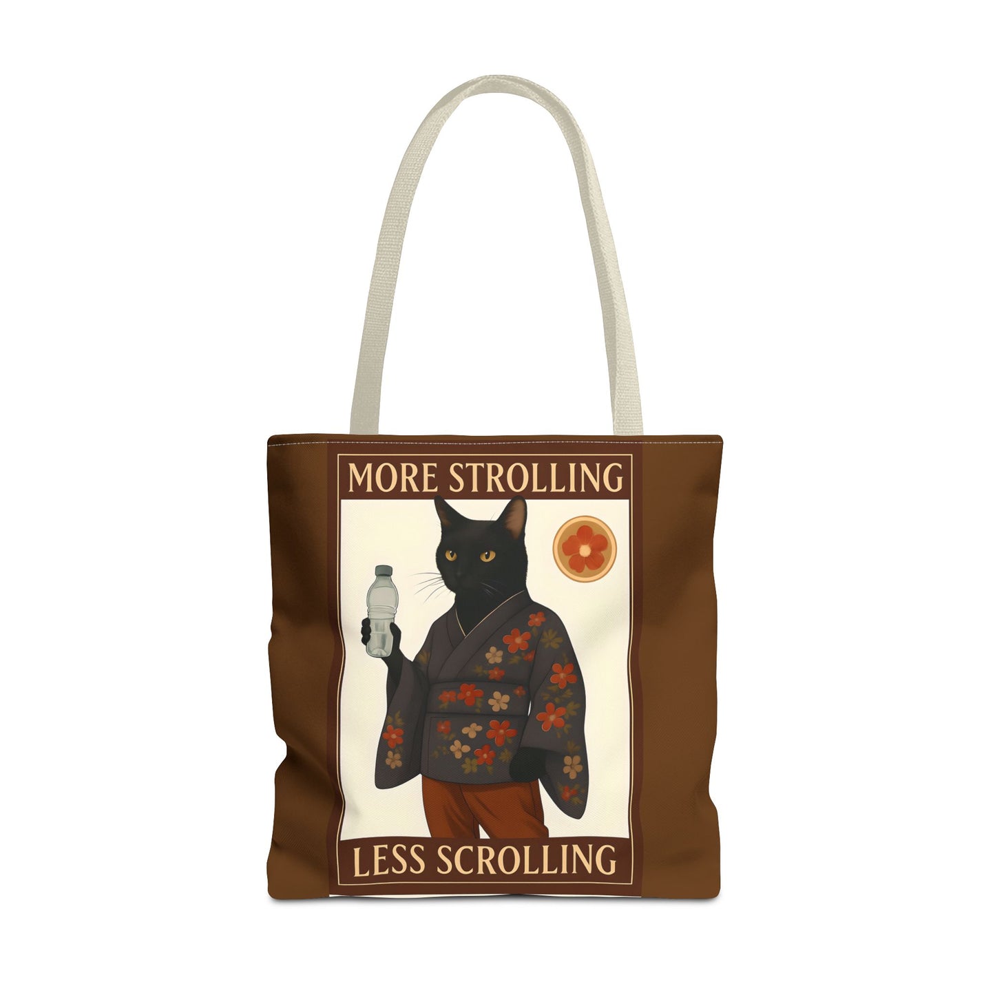 More Strolling Less Scrolling Cat Tote Bag – Cute Black Cat Design for Cat Lovers