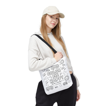 Color Me Happy Tote Bag - Fun Coloring Tote, Back To School Bag, Gift for Kids, Crafting Essentials, Summer Adventure Bag