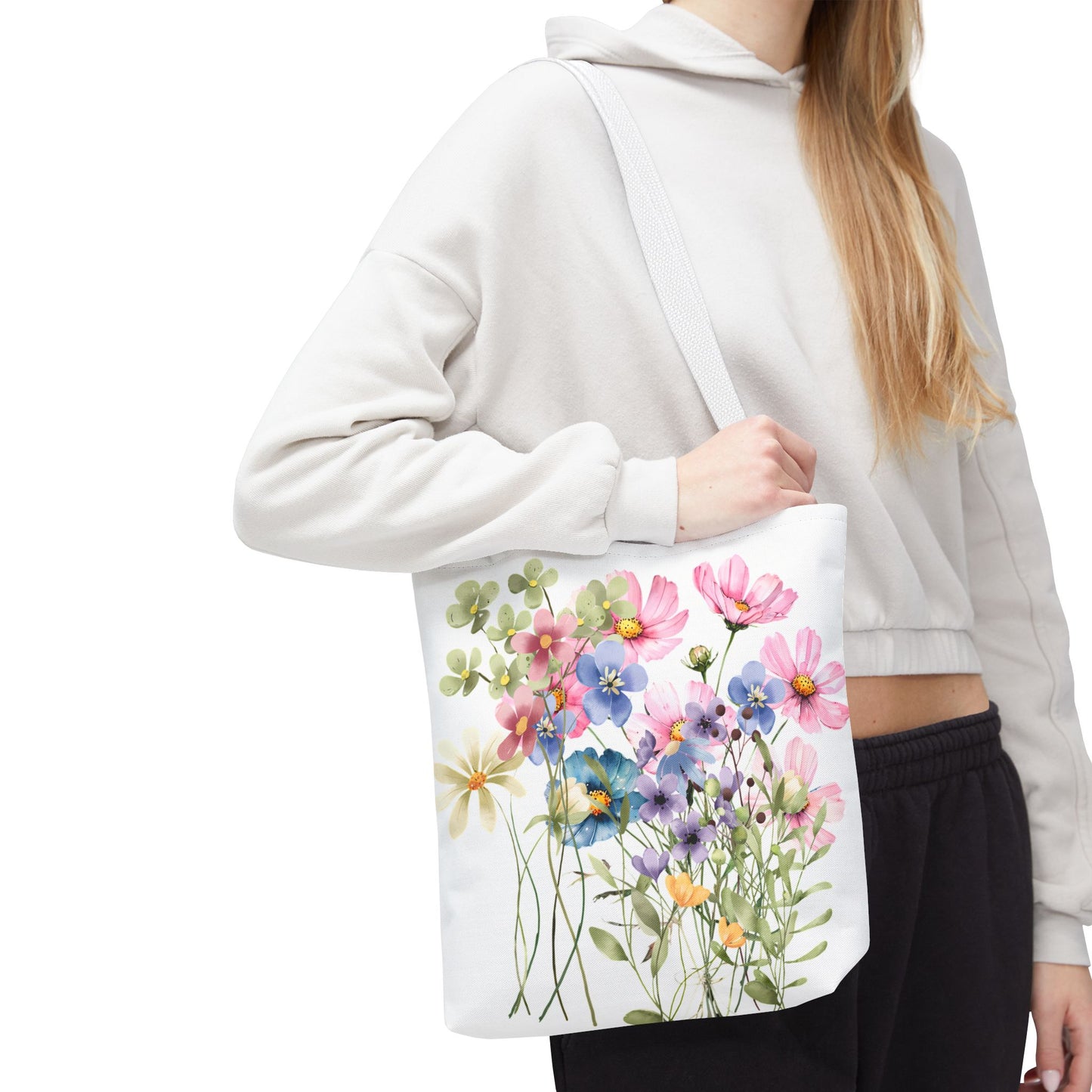 Pastel Floral Tote Bag - Pretty Wildflower Design, Reusable Eco-Friendly Shopping Bag, Gift for Her, Summer Accessory, Beach Bag