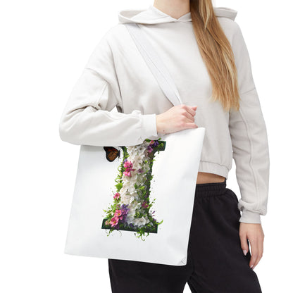 Floral Alphabet "i" Tote Bag -  Stylish Accessory For Her