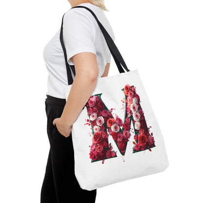Floral Alphabet 'M' Tote Bag  for Every Occasion, Gift For Her