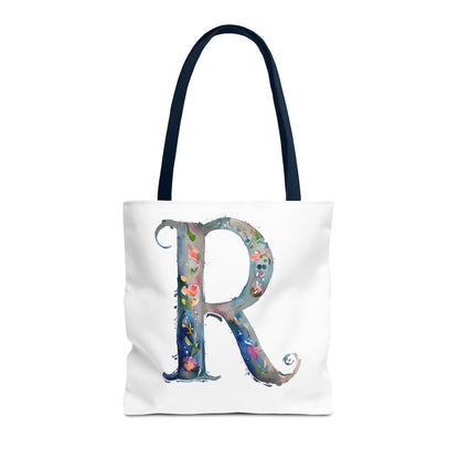 Watercolor Alphabet 'R' Tote Bag, Stylish Everyday Carryall