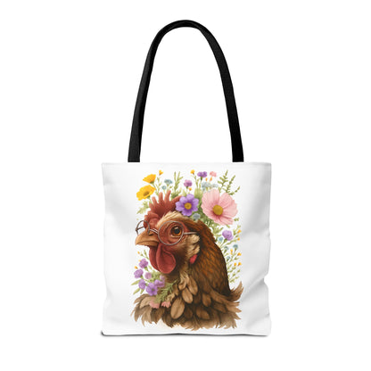Floral Chicken Tote Bag, Farmhouse Decor, Gifts for Chicken Lovers, Cute Animal Tote, Spring and Summer Bags