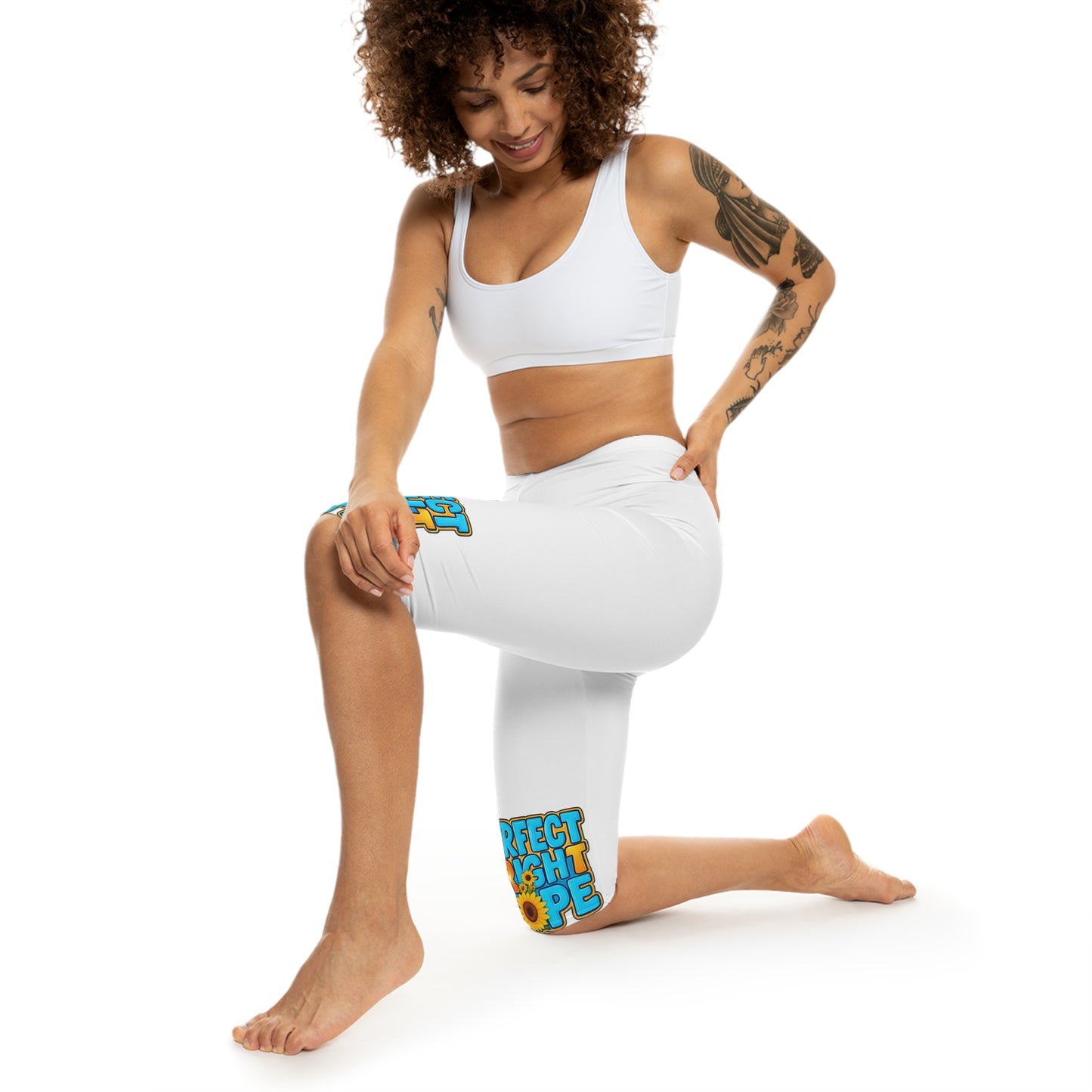 Perfect Bright Hope Women's Capri Leggings, Motivational Workout Pants, Gift for Yoga Lovers, Perfect for Summer, Daily Casual Wear, Positive Vibes
