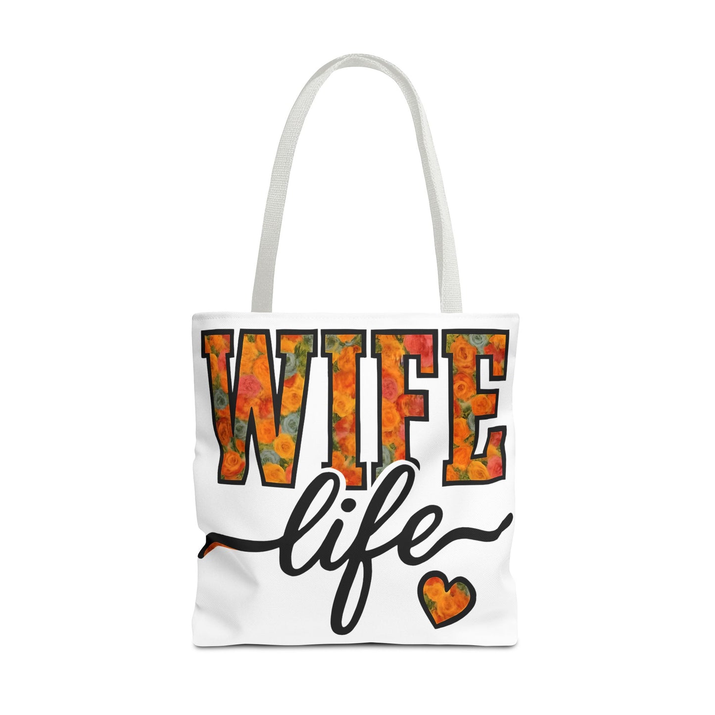 Floral Wife Life Tote Bag, Fun Gift for Spouses, Everyday Use, Beach Bag, Shopping Tote, Marriage Celebration