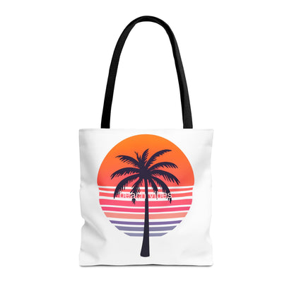 Tote Bag for Beach Lovers, Sunset Palm Tree Design, Eco-Friendly Shopping Bag, Perfect Gift for Summer Adventures, AOP Tote