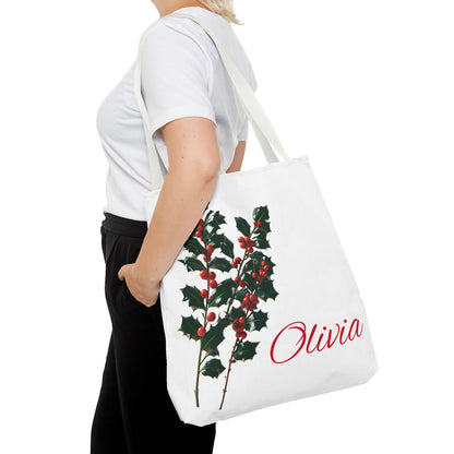 Bridesmaid Tote Bag, December Birthflower Gift, Eco-Friendly Reusable Grocery Bag, Personalized Gift