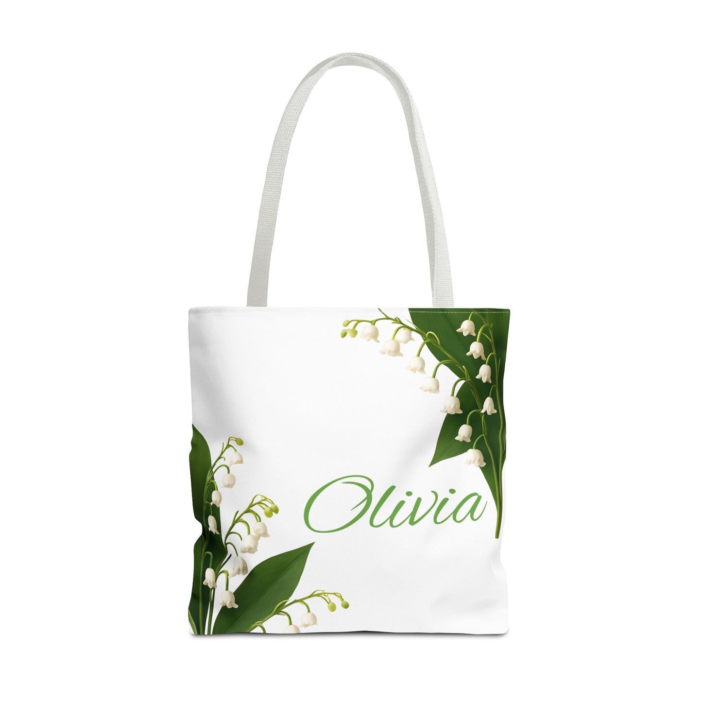 Personalized Birth Month Flower Tote Bag, Custom Name Tote, Eco-Friendly Grocery Shopping Bag, May Lily of the Valley Design