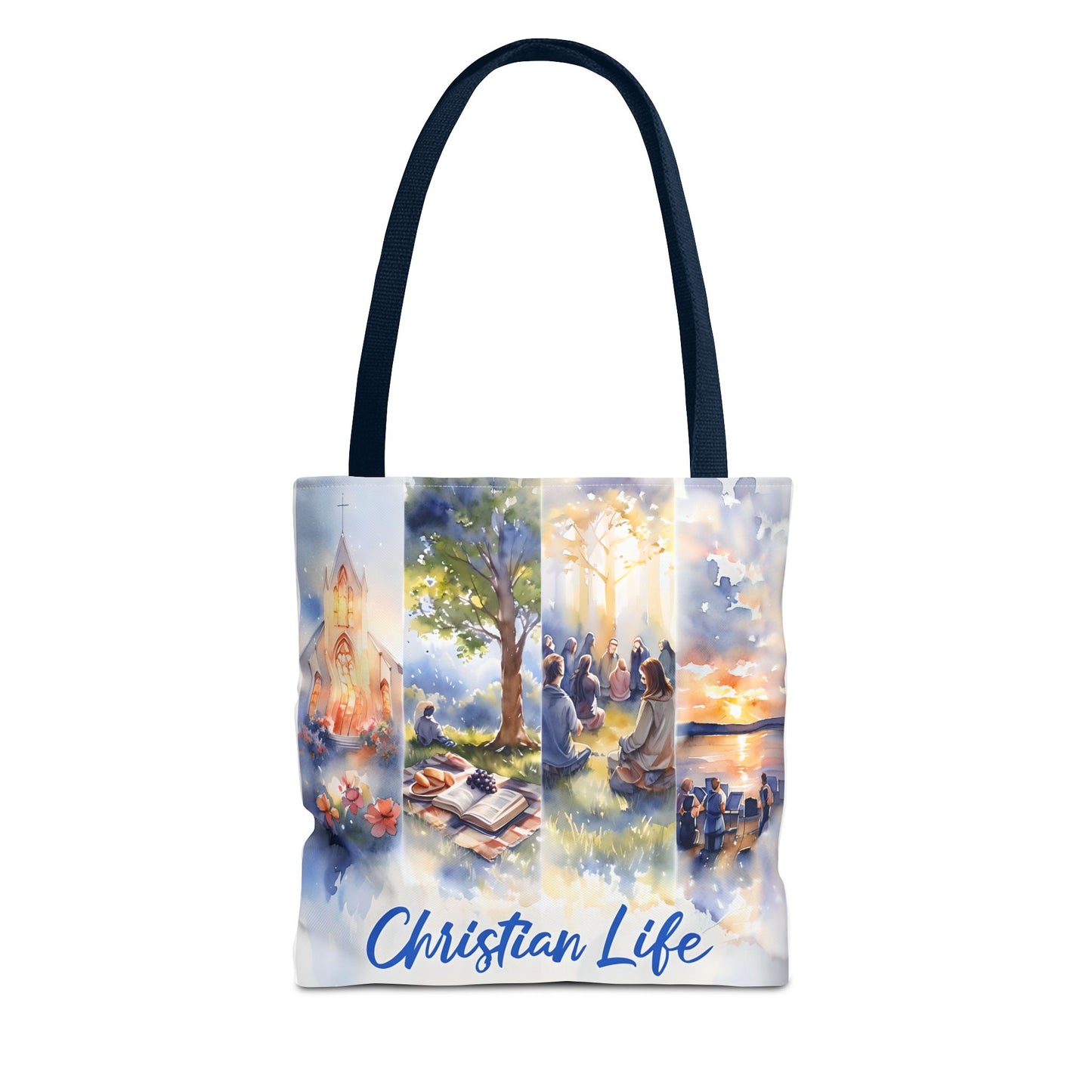 Inspirational Christian Watercolor Tote Bag, Faith-Based Gift, Brush Style Art, Church Event Accessory, Everyday Use Tote