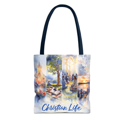 Inspirational Christian Watercolor Tote Bag, Faith-Based Gift, Brush Style Art, Church Event Accessory, Everyday Use Tote