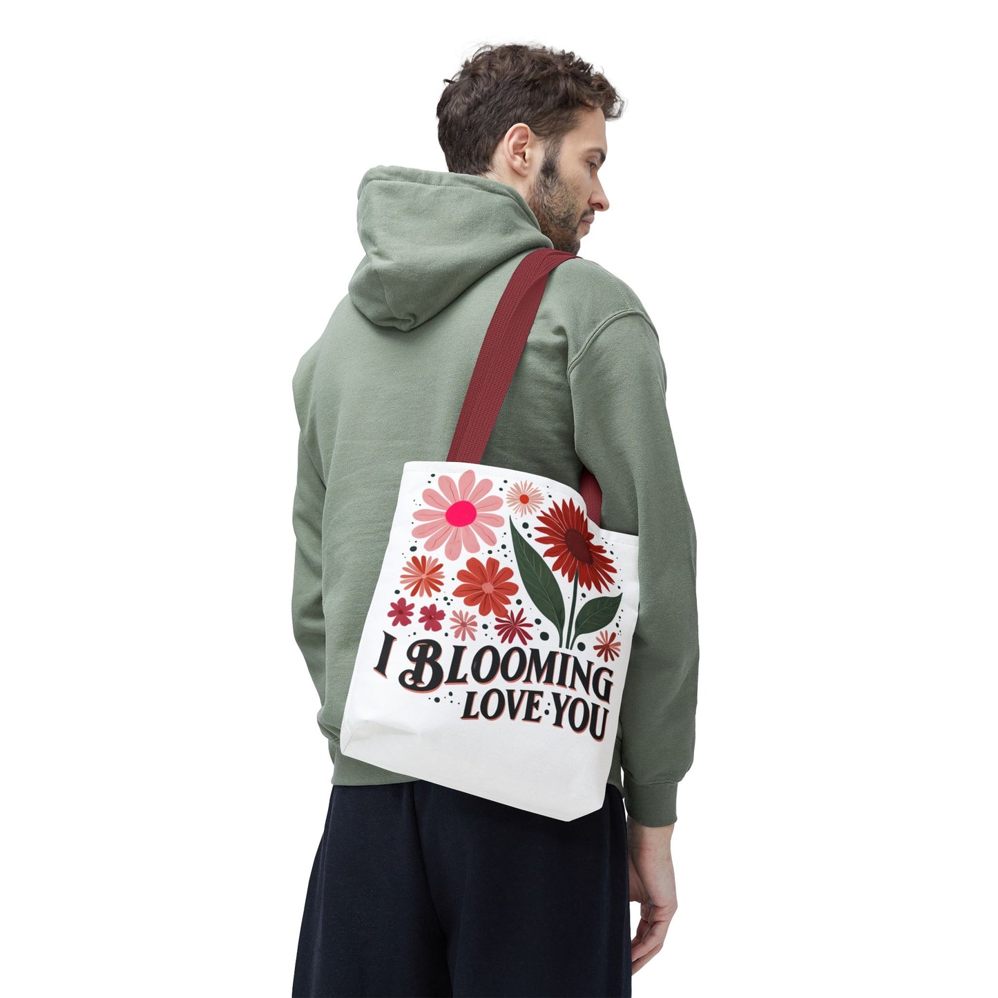 I Blooming Love You Tote Bag, Funny Floral Bag for Plant Lovers and Pun Fans, Unisex Gift