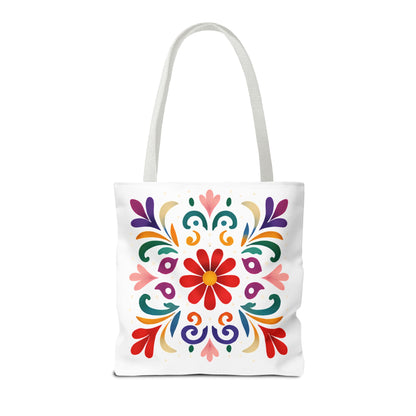 Vibrant Folk Art Floral Tote Bag, Colorful Shopping Bag, Beach Bag, Gift for Her
