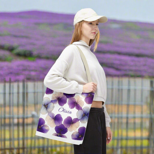 Violet birthflower custom tote bag