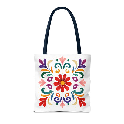 Vibrant Folk Art Floral Tote Bag, Colorful Shopping Bag, Beach Bag, Gift for Her