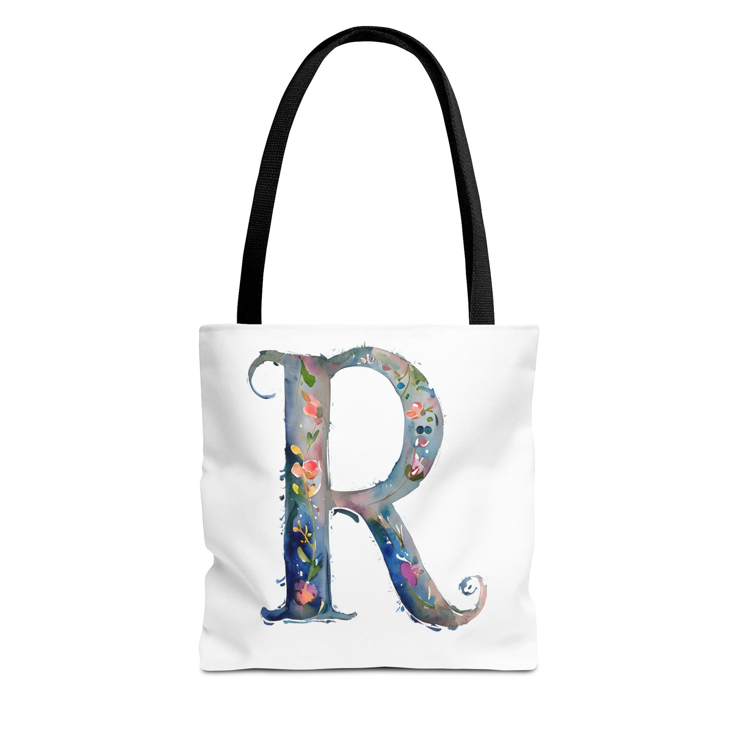 Watercolor Alphabet 'R' Tote Bag, Stylish Everyday Carryall