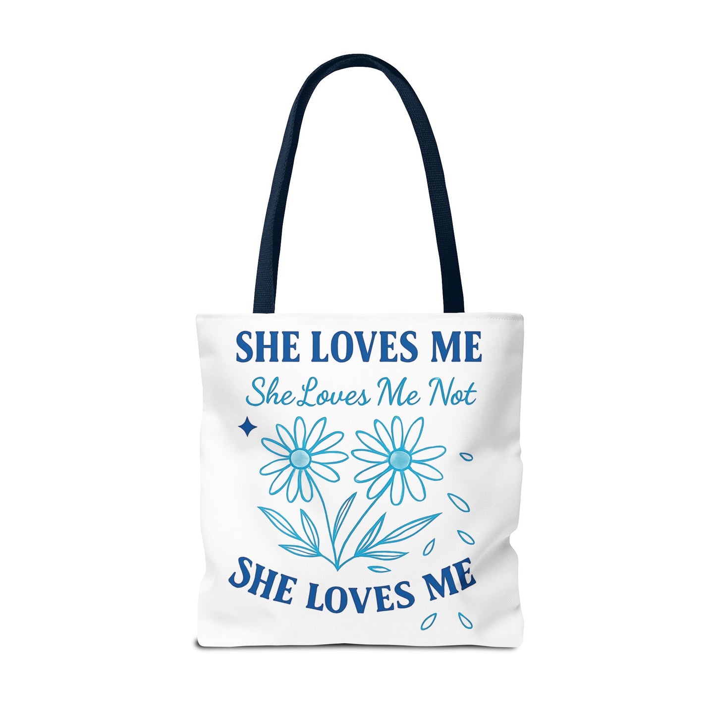 Whimsical Romantic Floral Tote Bag - Perfect for Casual Outings, Gifts, Beach Days, or Everyday Use, She Loves Me/Not Design