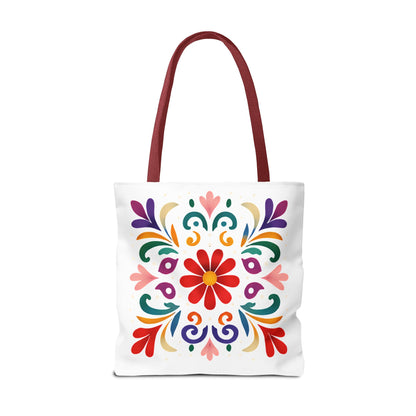 Vibrant Folk Art Floral Tote Bag, Colorful Shopping Bag, Beach Bag, Gift for Her