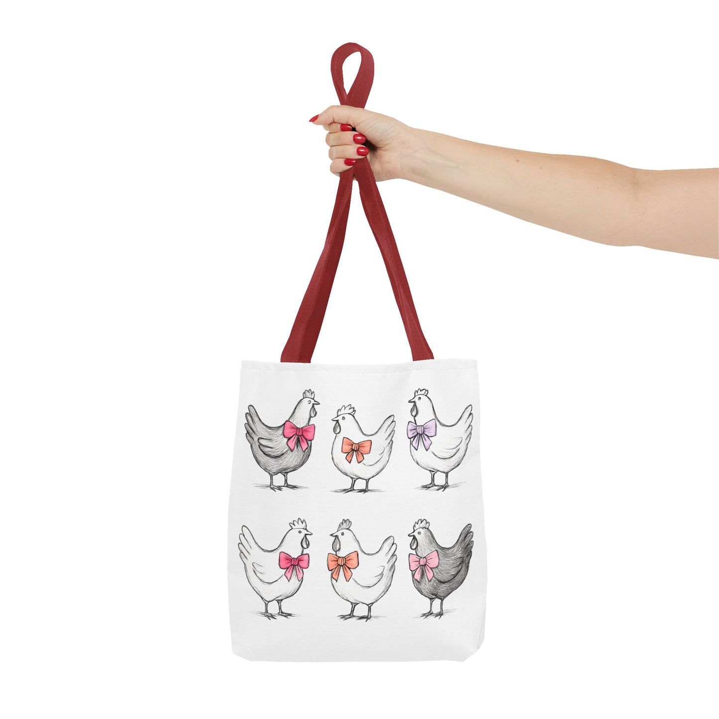 Farmyard Chicken Tote Bag, Cute Farm Animal Coquette Bow Design, Gift for Hen Lovers, Unique Tote for Everyday Use