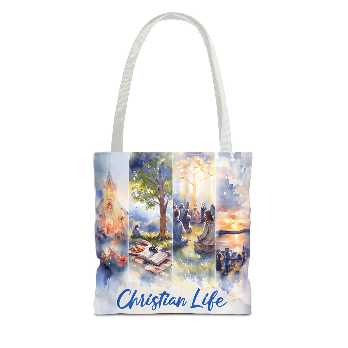 Inspirational Christian Watercolor Tote Bag, Faith-Based Gift, Brush Style Art, Church Event Accessory, Everyday Use Tote