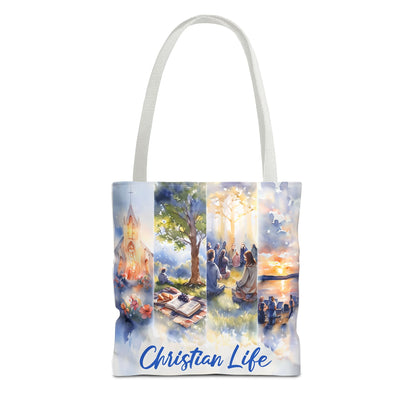 Inspirational Christian Watercolor Tote Bag, Faith-Based Gift, Brush Style Art, Church Event Accessory, Everyday Use Tote