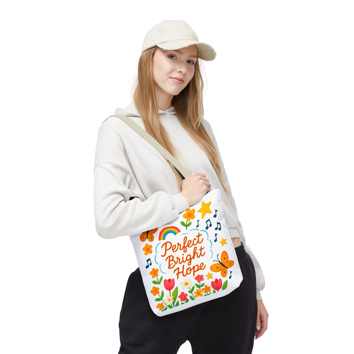 Perfect Bright Hope Floral Tote Bag, Colorful Reusable Eco-Friendly Shopping Bag, Gift for Her, Spring Tote, Everyday Use, Tote with Butterflies