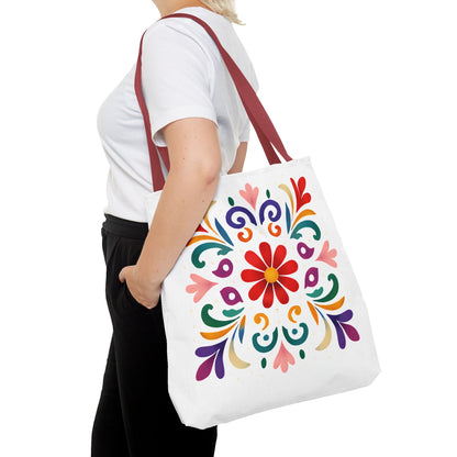 Vibrant Folk Art Floral Tote Bag, Colorful Shopping Bag, Beach Bag, Gift for Her
