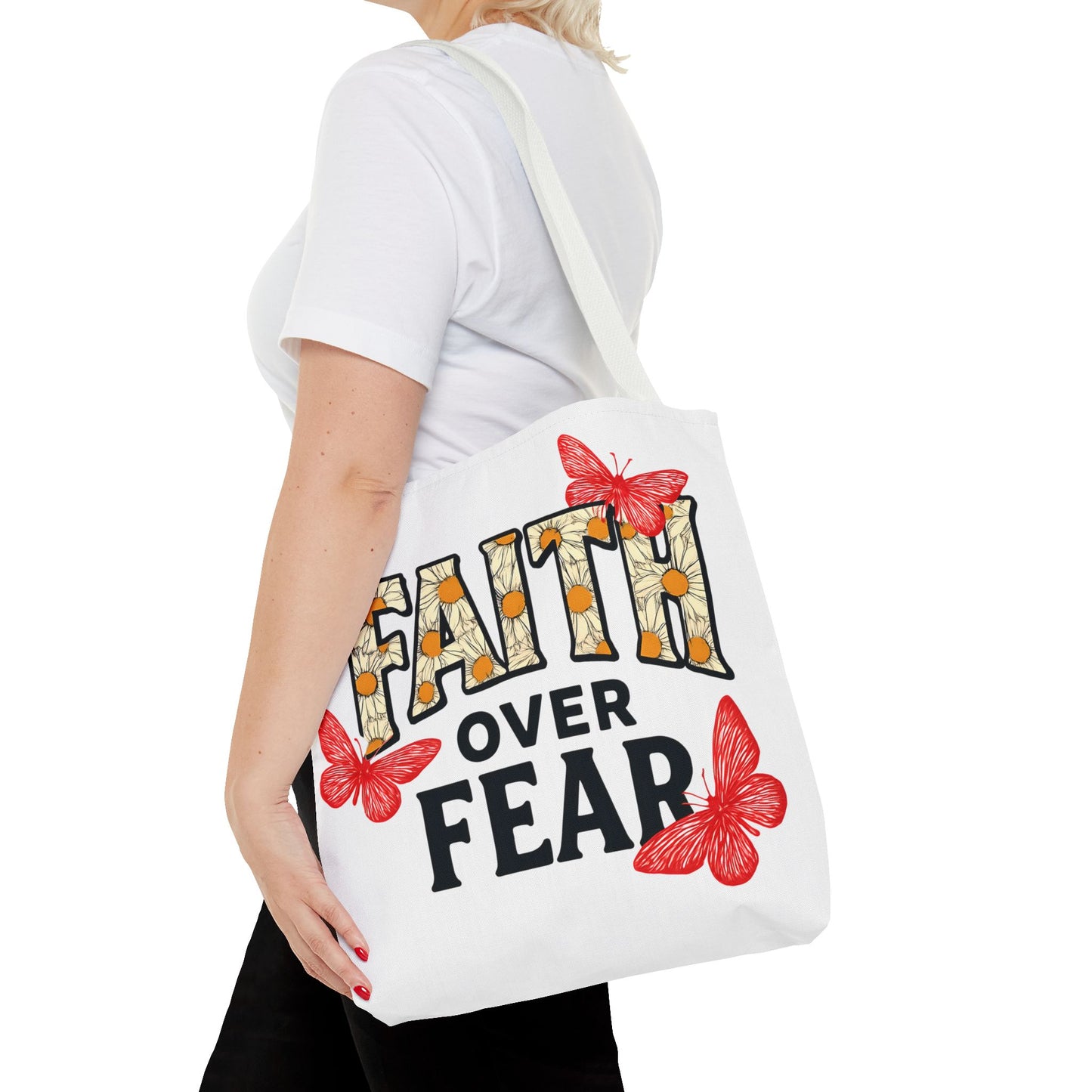 Inspiring Tote Bag – Faith Over Fear, Motivational Gift, Carry All Bag, Everyday Use, Women’s Tote, Uplifting Accessories