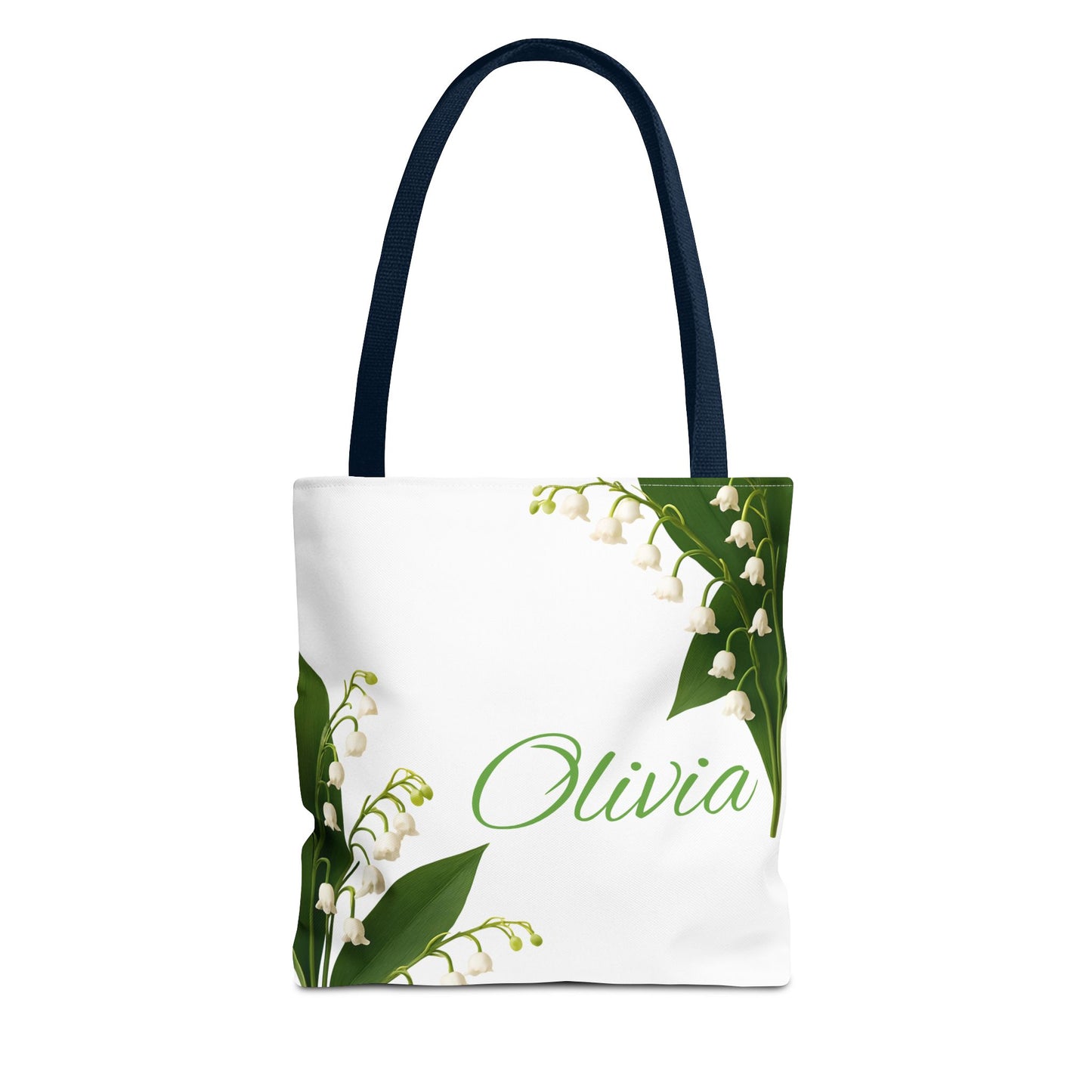 Personalized Birth Month Flower Tote Bag, Custom Name Tote, Eco-Friendly Grocery Shopping Bag, May Lily of the Valley Design