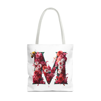 Floral Alphabet 'M' Tote Bag  for Every Occasion, Gift For Her