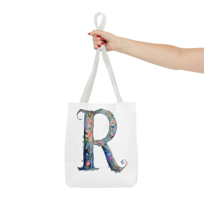 Watercolor Alphabet 'R' Tote Bag, Stylish Everyday Carryall