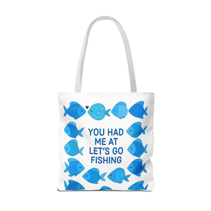Fishing Tote Bag - You Had Me at Let's Go Fishing, Beach Bag, Gift for Fisherman, Watercolor Fish Art, Summer Accessory