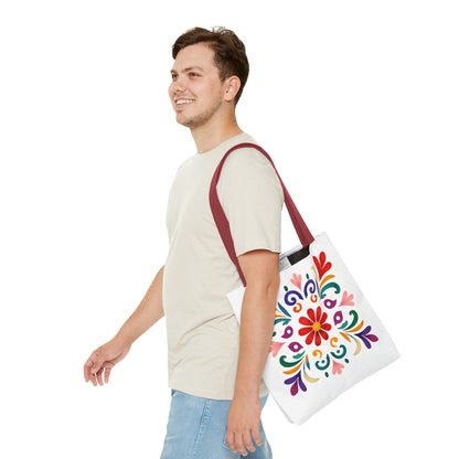 Vibrant Folk Art Floral Tote Bag, Colorful Shopping Bag, Beach Bag, Gift for Her