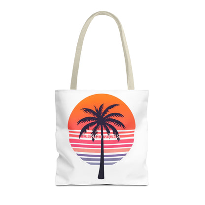 Tote Bag for Beach Lovers, Sunset Palm Tree Design, Eco-Friendly Shopping Bag, Perfect Gift for Summer Adventures, AOP Tote