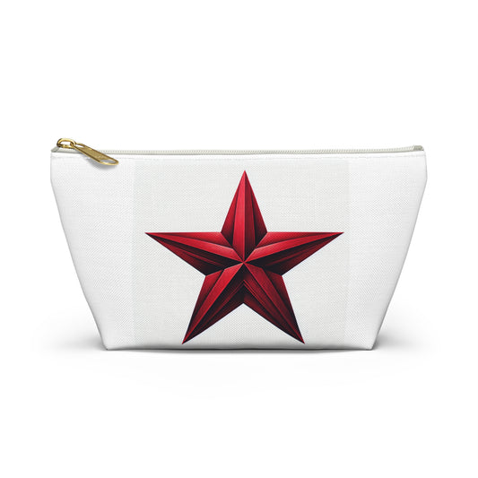 Stylish Red Star Zipper Accessory Pouch, Perfect for Gifts, Makeup Bag, Travel Organizer, Holiday & Everyday Use
