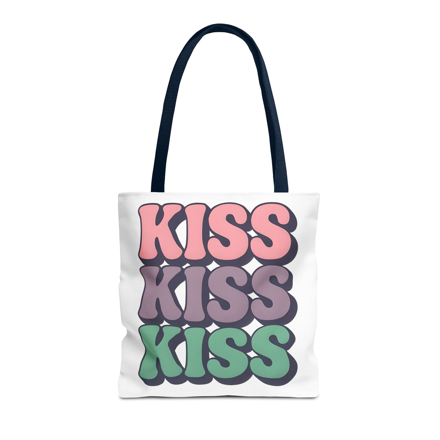 Kiss Kiss Kiss Tote Bag, Trendy Reusable Shopping Bag, Unisex Fun Everyday Bag, Valentine's Day Present