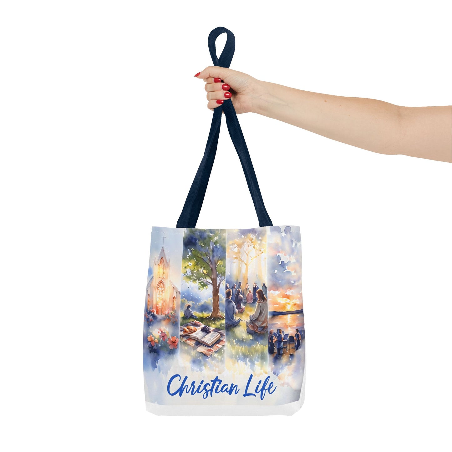 Inspirational Christian Watercolor Tote Bag, Faith-Based Gift, Brush Style Art, Church Event Accessory, Everyday Use Tote