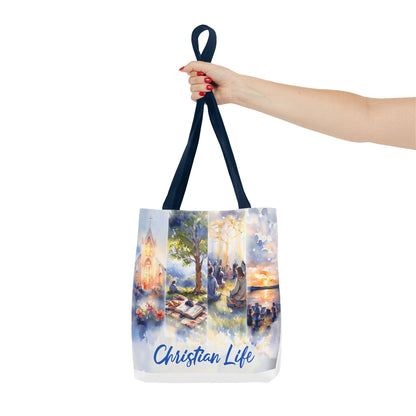 Inspirational Christian Watercolor Tote Bag, Faith-Based Gift, Brush Style Art, Church Event Accessory, Everyday Use Tote