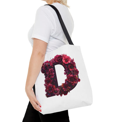 Floral Alphabet 'D' Tote Bag – Stylish Floral and Bee Design