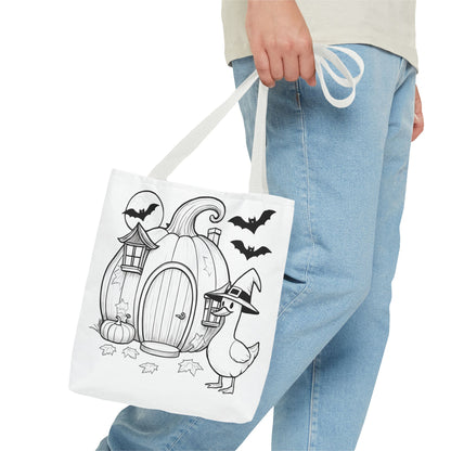 Halloween-Themed Tote Bag, Spooky Goose and Pumpkin, Trick or Treat Tote, Fall Accessory, Unique Gift Idea, Eco-Friendly Bag