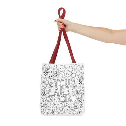 You Are Special Coloring Page Tote Bag, Eco-Friendly Kids Gift, Everyday Use, Summer Accessory, Motivational Design