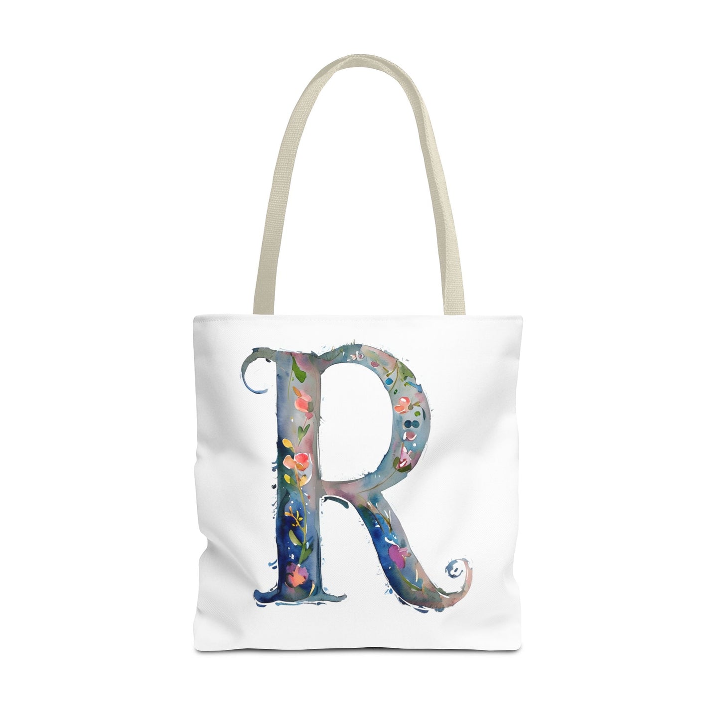 Watercolor Alphabet 'R' Tote Bag, Stylish Everyday Carryall