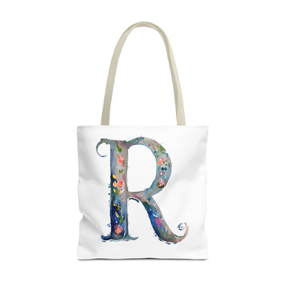 Watercolor Alphabet 'R' Tote Bag, Stylish Everyday Carryall