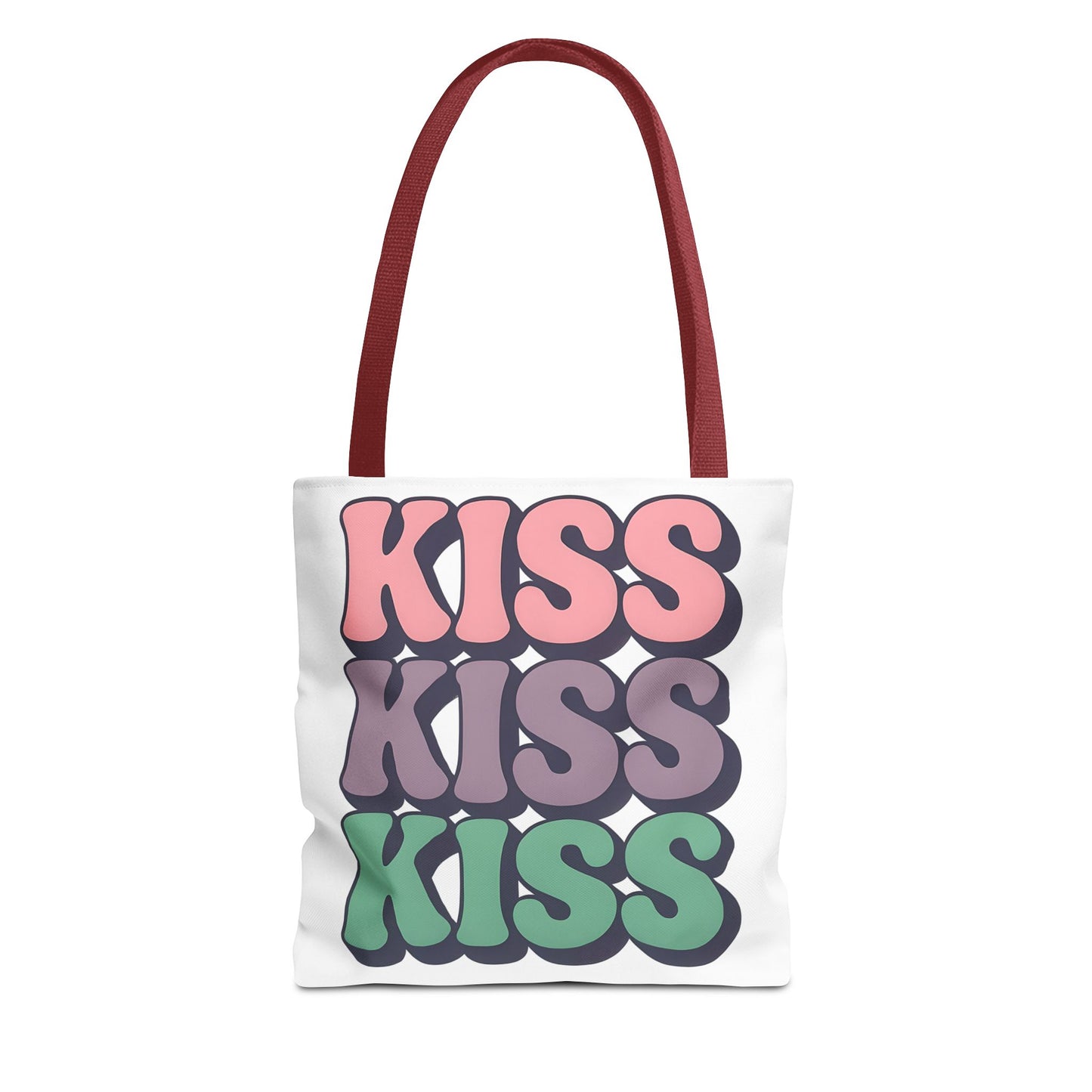 Kiss Kiss Kiss Tote Bag, Trendy Reusable Shopping Bag, Unisex Fun Everyday Bag, Valentine's Day Present