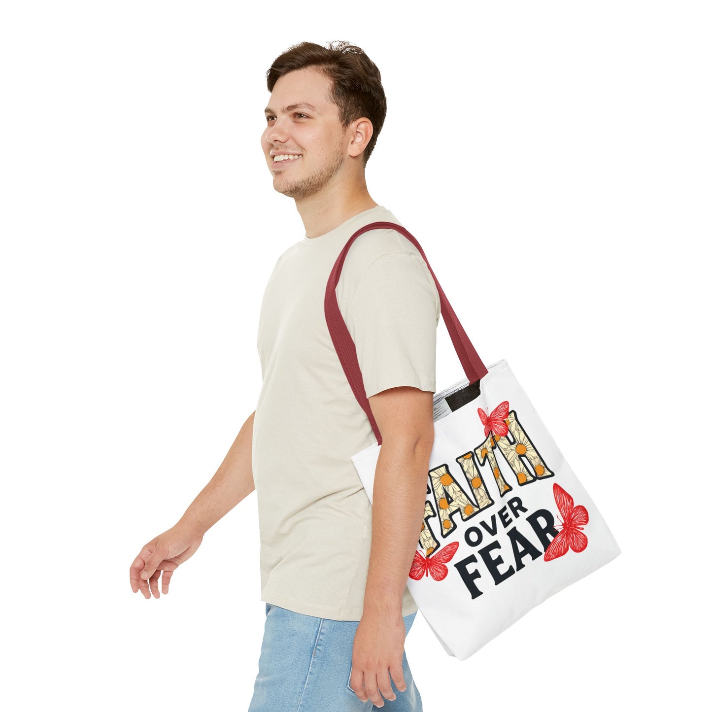 Inspiring Tote Bag – Faith Over Fear, Motivational Gift, Carry All Bag, Everyday Use, Women’s Tote, Uplifting Accessories