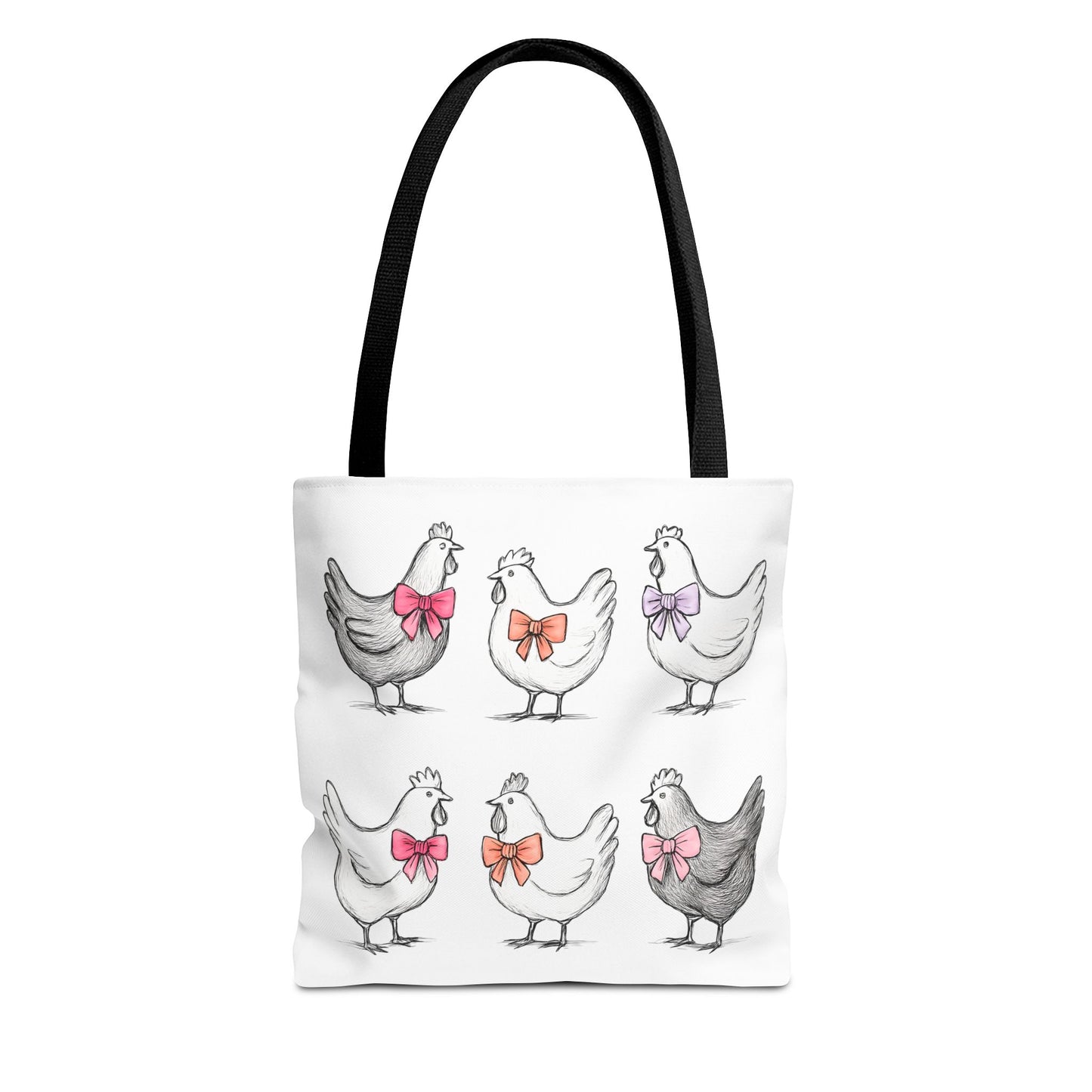 Farmyard Chicken Tote Bag, Cute Farm Animal Coquette Bow Design, Gift for Hen Lovers, Unique Tote for Everyday Use