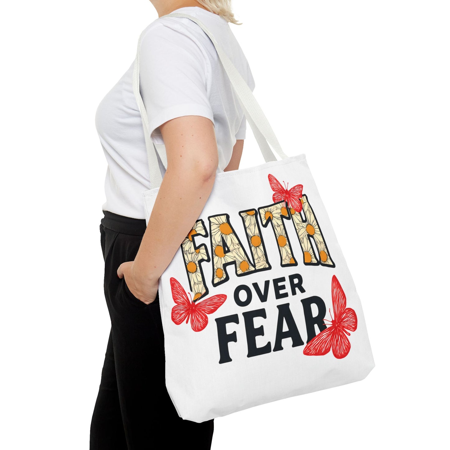 Inspiring Tote Bag – Faith Over Fear, Motivational Gift, Carry All Bag, Everyday Use, Women’s Tote, Uplifting Accessories